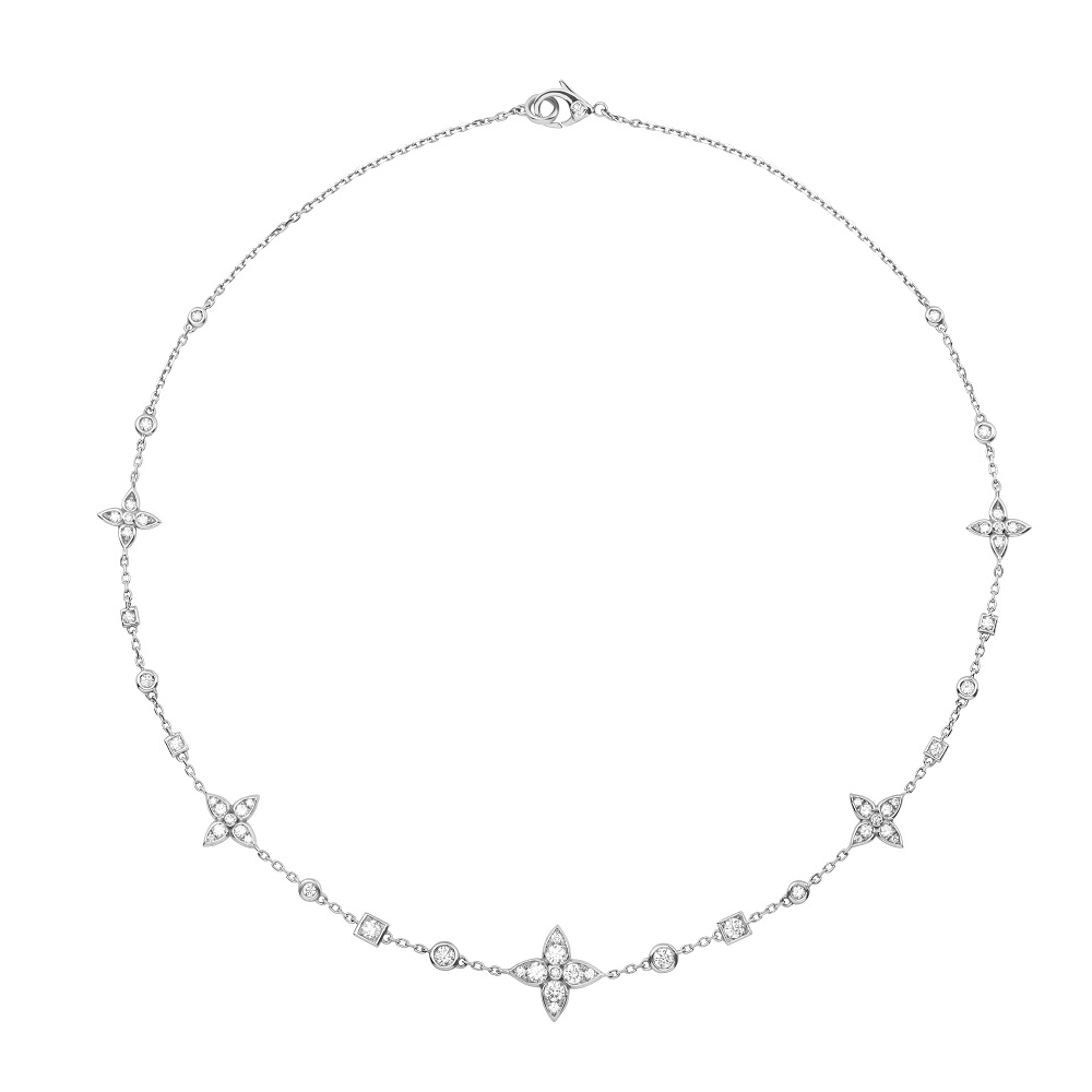 Louis Vuitton Star Blossom Diamonds 18K White Gold Station Bracelet